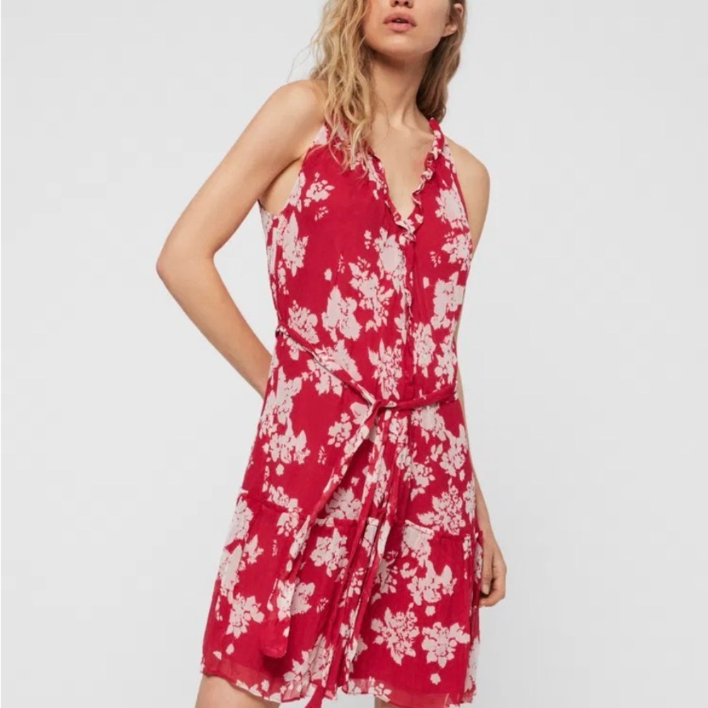 All Saints Cranberry Red Sleeveless Dress
